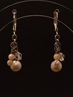 Vintage Pearl & Shell Drop Earrings